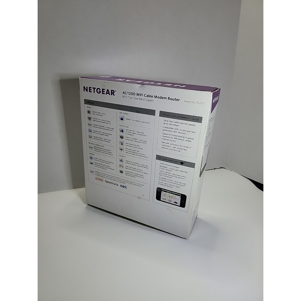Netgear‎ AC1200 WiFi Cable Modem Router (C6220) - Picture 3 of 5